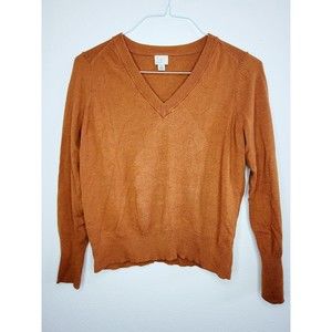 A New Day Burnt Orange M V Neck Medium Long Sleeve Shirt